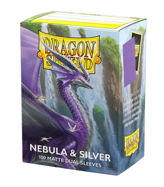 Dragon Shield Dual Matte Sleeves Nebula and Silver 100 Bustine Protettive Viola Mistico Interno Argento 63x88mm