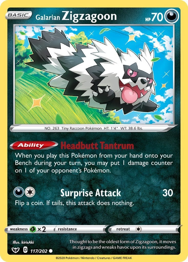 Zigzagoon di Galar - Spada e Scudo 117/202 [ Italiano / Inglese ]