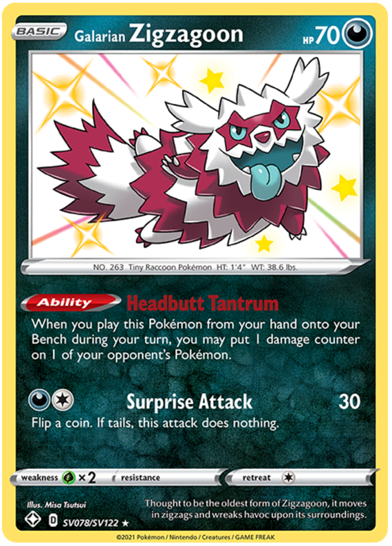 Galarian Zigzagoon - Destino Splendente SV78 [ Inglese ]