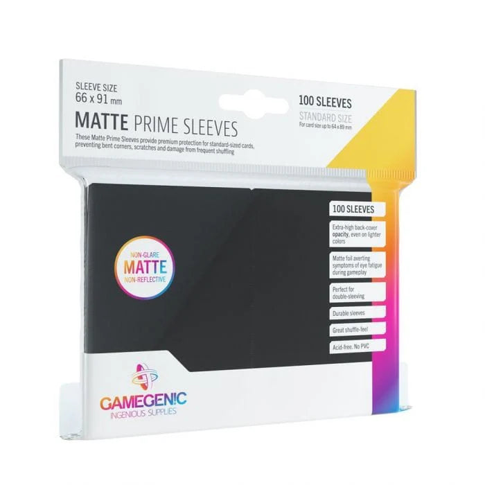 Gamegenic Matte Prime Black Sleeves - 100 Bustine Protettive Standard Size - ITA