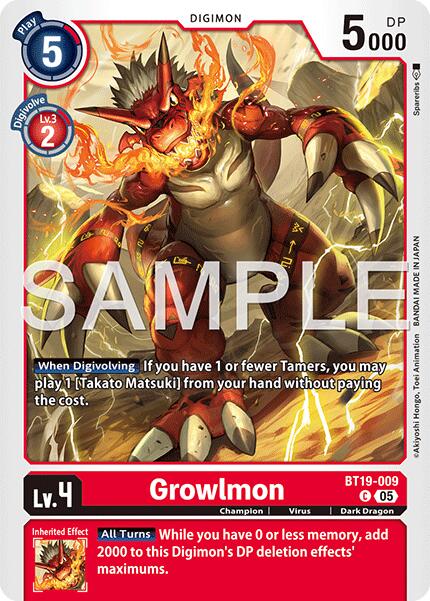 Growlmon BT19-009 [ Inglese / Giapponese ]