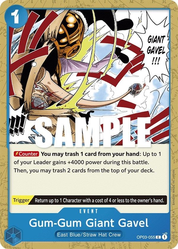 Gum-Gum Giant Gavel OP03-055 [ Inglese / Giapponese / Francese / Cinese Semplificato ]