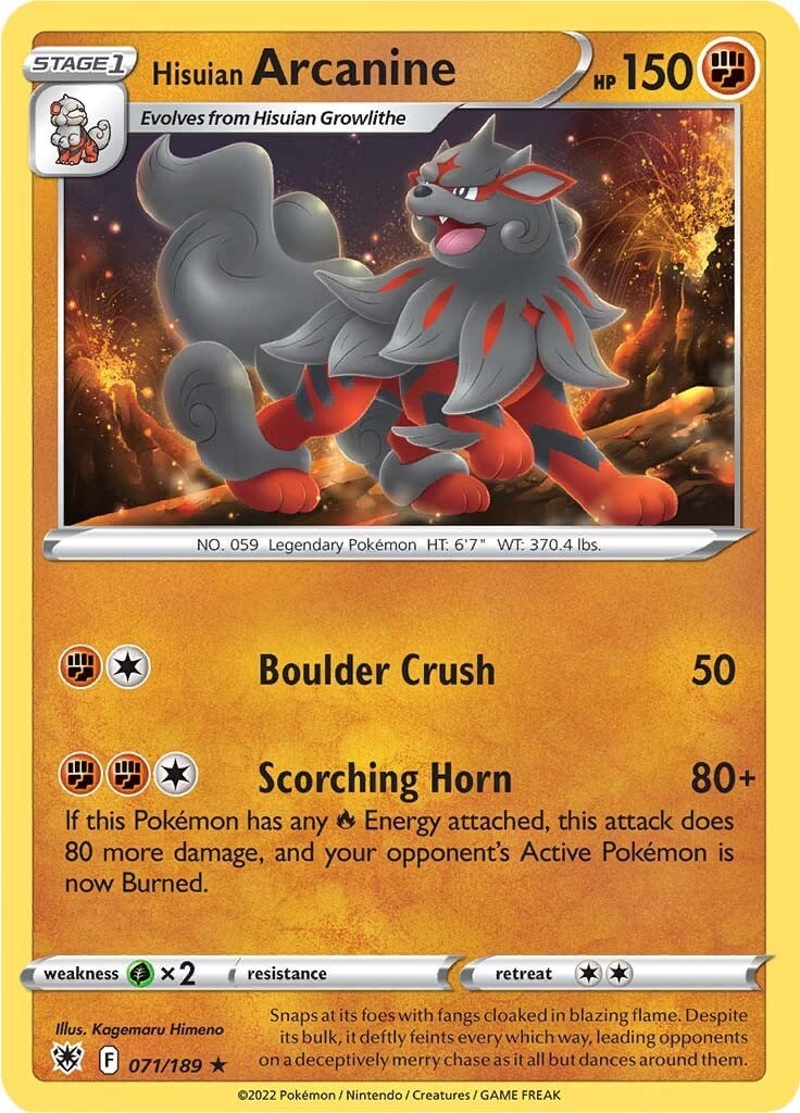 Arcanine di Hisui - Lucentezza Siderale 071/189 [ Italiano / Inglese ]