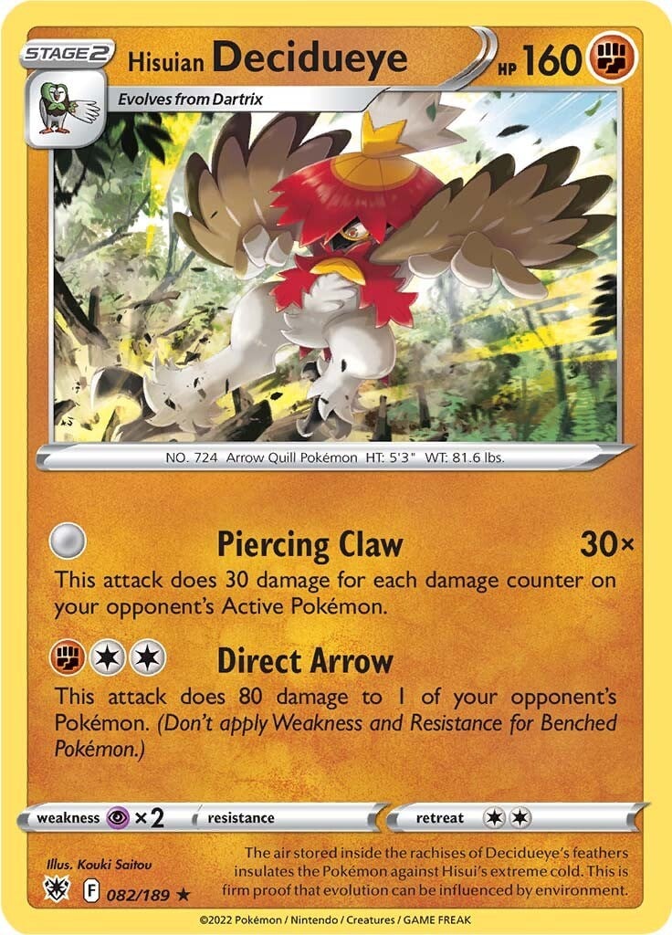 Decidueye di Hisui - Lucentezza Siderale 082/189 [ Italiano / Inglese ]