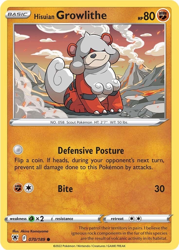 Growlithe di Hisui - Lucentezza Siderale 070/189 [ Italiano / Inglese ]