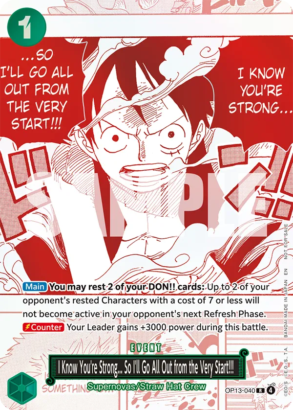I Know You're Strong So I'll Go All Out from the Very Start!!! OP13-040 [ Inglese / Giapponese / Francese / Cinese Semplificato ]