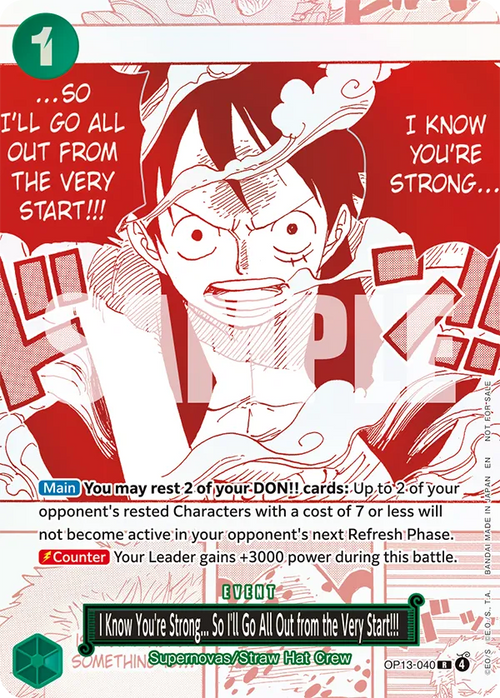 I Know You're Strong So I'll Go All Out from the Very Start!!! OP13-040 [ Inglese / Giapponese / Francese / Cinese Semplificato ]