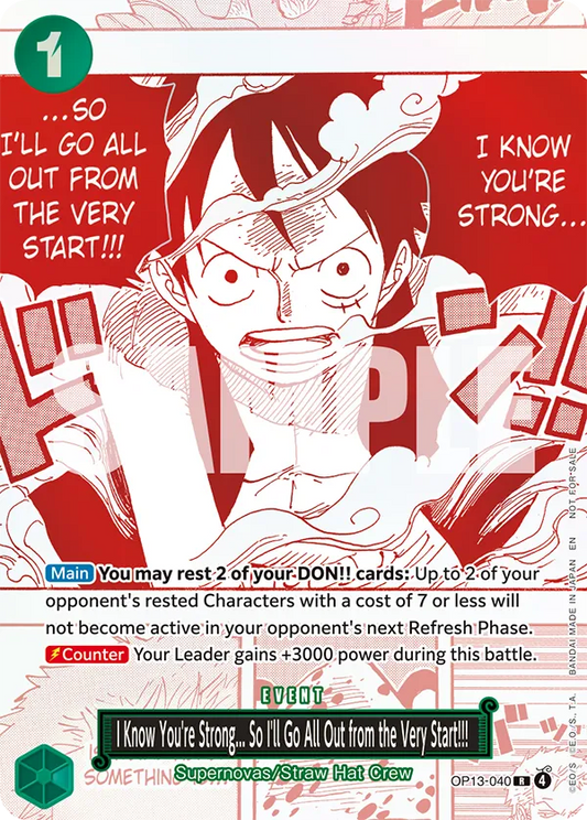 I Know You're Strong So I'll Go All Out from the Very Start!!! OP13-040 [ Inglese / Giapponese / Francese / Cinese Semplificato ]