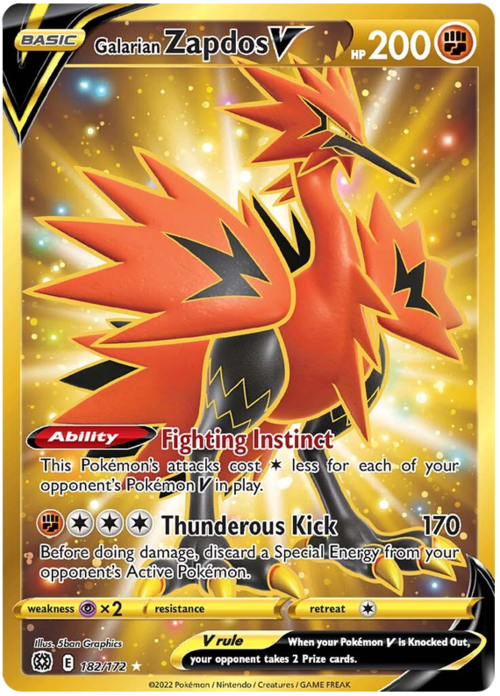 🇮🇹ITA Zapdos di Galar V [Fighting Instinct | Thunderous Kick](Secret Rare 182/172)Galarian Zapdos V Astri Lucenti