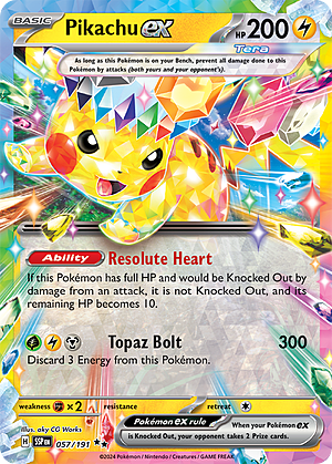 Pikachu EX [Iron Tail | Overspark](057/191)Pikachu ex Scintille Folgoranti