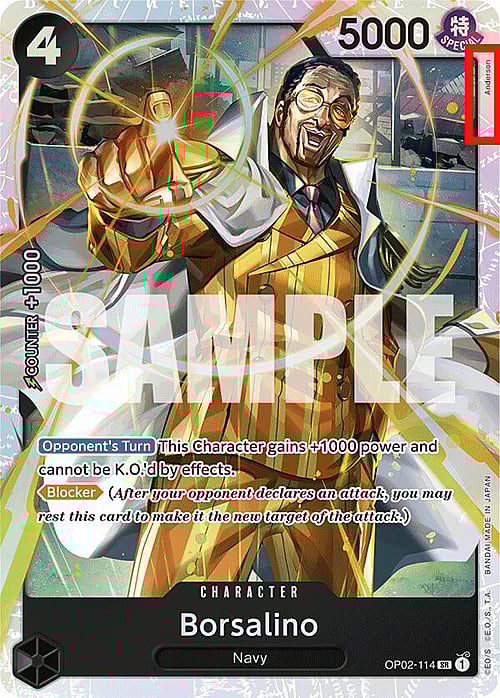 Borsalino (Reprint | missing pen symbol next to the artist name) OP02 PRB01 Borsalino PRB-01: The Best - Premium Booster