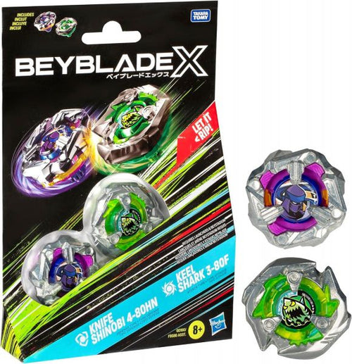 Beyblade X Knife Shinobi 4-80HN and Keel Shark 3-80F Dual Pack Set