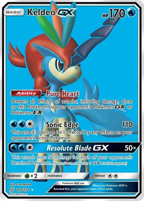 Keldeo GX [Pure Heart | Sonic Edge | Resolute Blade GX](219/236) Keldeo GX Sintonia Mentale