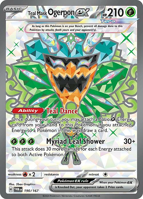 🇮🇹ITA Ogerpon Maschera Turchese ex(Ultra Rare 190/167) Teal Mask Ogerpon ex Twilight Masquerade