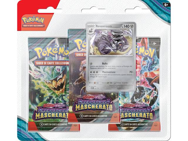 Pokémon Scarlatto e Violetto - Crepuscolo Mascherato Blister 3 Buste + Carta Promo Revavroom - ITA