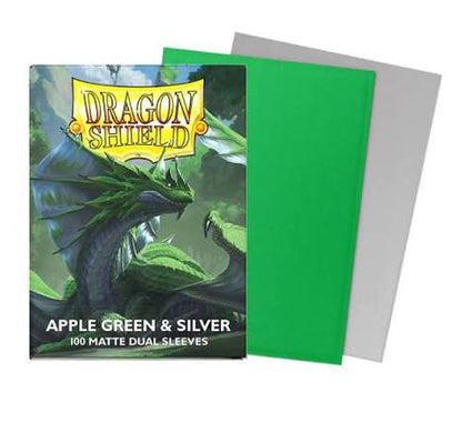 Dragon Shield Matte Dual Sleeves Standard Size Apple Green & Silver (100 Bustine)