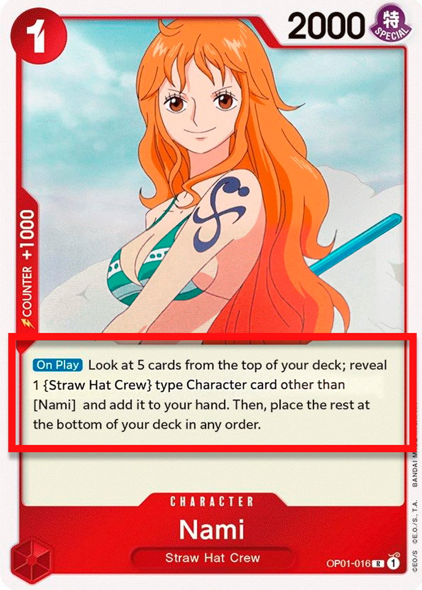Nami (RARE - (Alpha Pre-Errata Card | "reveal 1 {Straw Hat Crew} type Character ") - Pre-Errata Cards) OP01-016 [ Inglese / Giapponese ]