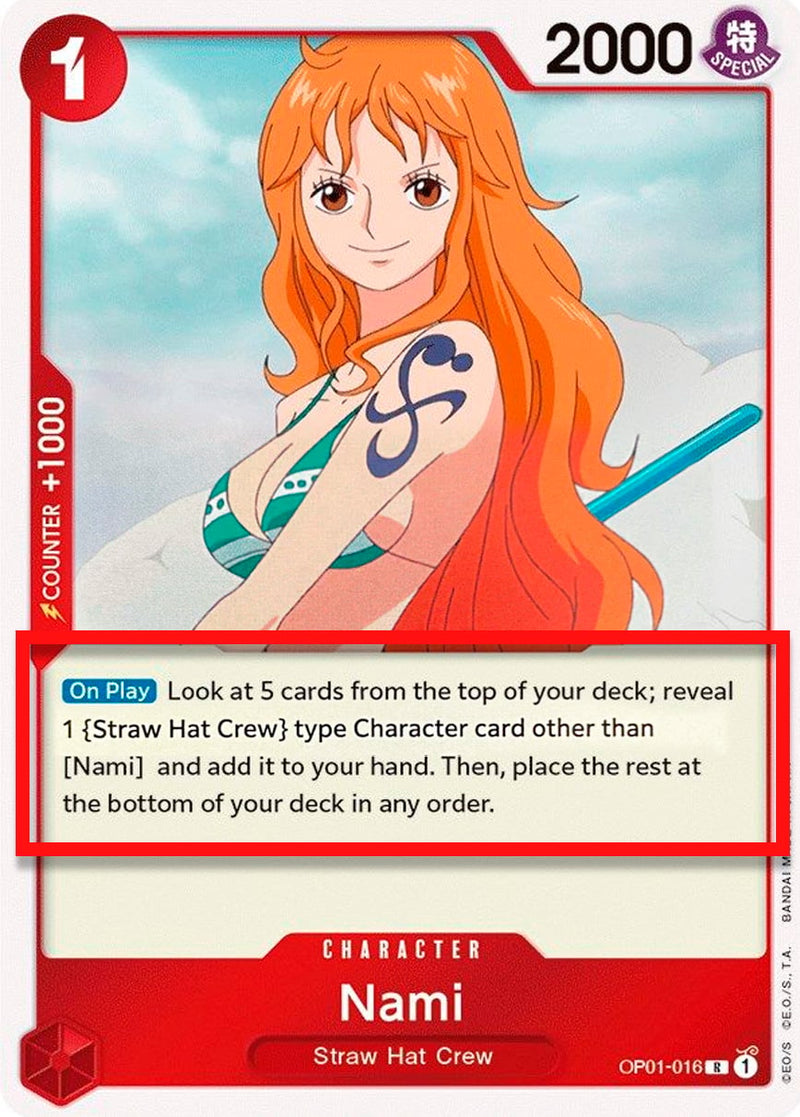 Nami (RARE - (Alpha Pre-Errata Card | "reveal 1 {Straw Hat Crew} type Character ") - Pre-Errata Cards) OP01-016 [ Inglese / Giapponese ]