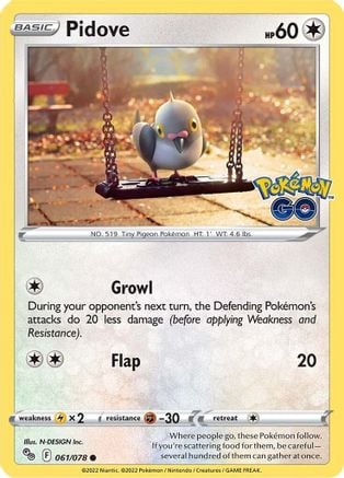 Pidove - Pokémon GO 061/078 [ Italiano / Inglese ]