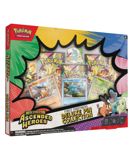 Pokémon Mega Evolution - Ascended Heroes: First Partners Deluxe Pin Collection - Collezione Ascesa Eroica con Spilla Deluxe Compagni D’avventura | Booster Pack ENG