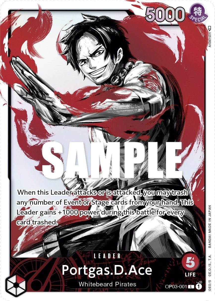 Portgas D Ace OP03-001 [ Inglese / Giapponese / Francese / Cinese Semplificato ]