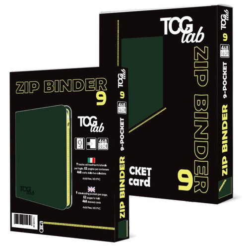 TCG LAB Zip Binder 9-Pocket Forest Green con Zip Gialla – Raccoglitore Premium (468 Slot)