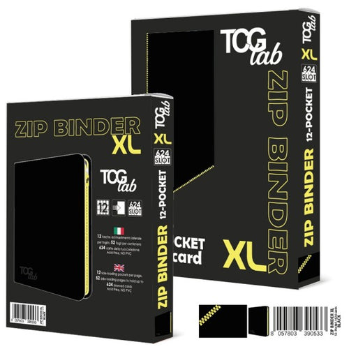 TCG LAB Zip Binder 9 Pocket Nero Zip Gialla Raccoglitore 468 Slot Caricamento Laterale