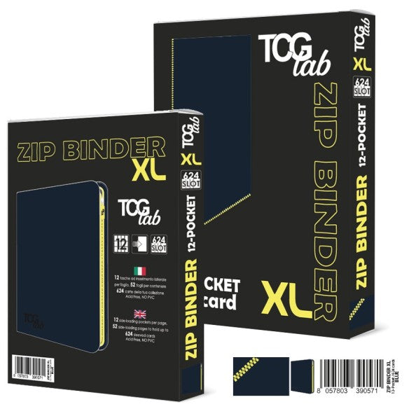TCG LAB Zip Binder XL 12-Pocket Blue con Zip Gialla – Raccoglitore Extra Large (624 Slot)