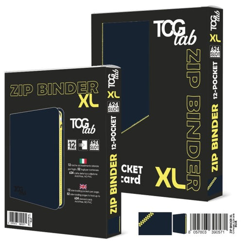 TCG LAB Zip Binder XL 12-Pocket Blue con Zip Gialla – Raccoglitore Extra Large (624 Slot)