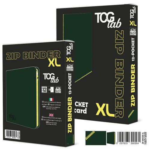 TCG LAB Zip Binder XL 12-Pocket Forest Green con Zip Gialla – Raccoglitore Extra Large (624 Slot)