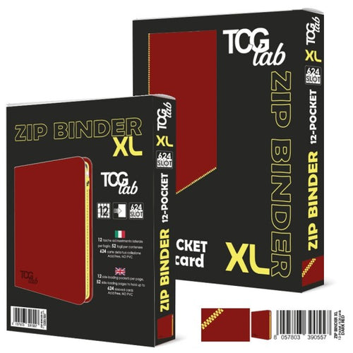 TCG LAB Zip Binder XL 12 - Pocket Rosso Zip Gialla – Raccoglitore 624 Slot
