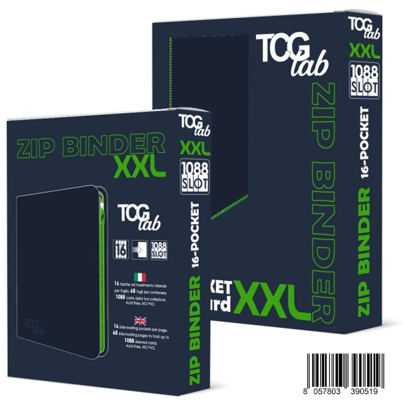 TcgLab Zip Binder XXL 16 Tasche 1088 Slot Blu / Zip Verde - Raccoglitore Porta Carte TCG