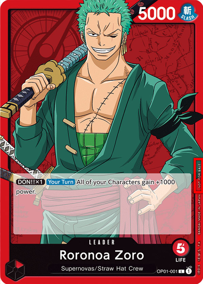 Roronoa Zoro OP01-001 [ Inglese / Giapponese / Francese / Cinese Semplificato ]