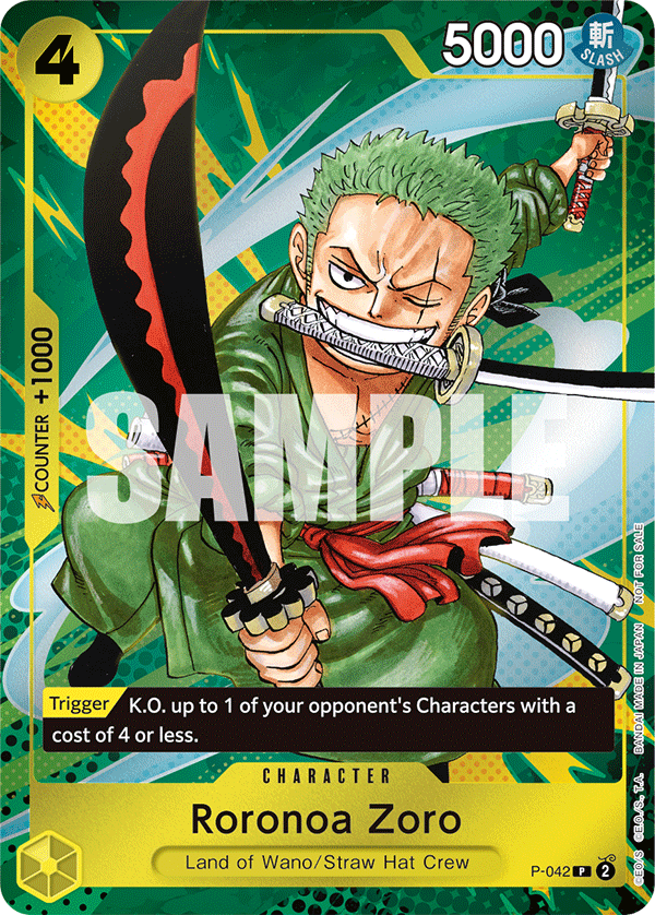 Roronoa Zoro P-042 [ Inglese / Giapponese / Francese / Cinese Semplificato ]