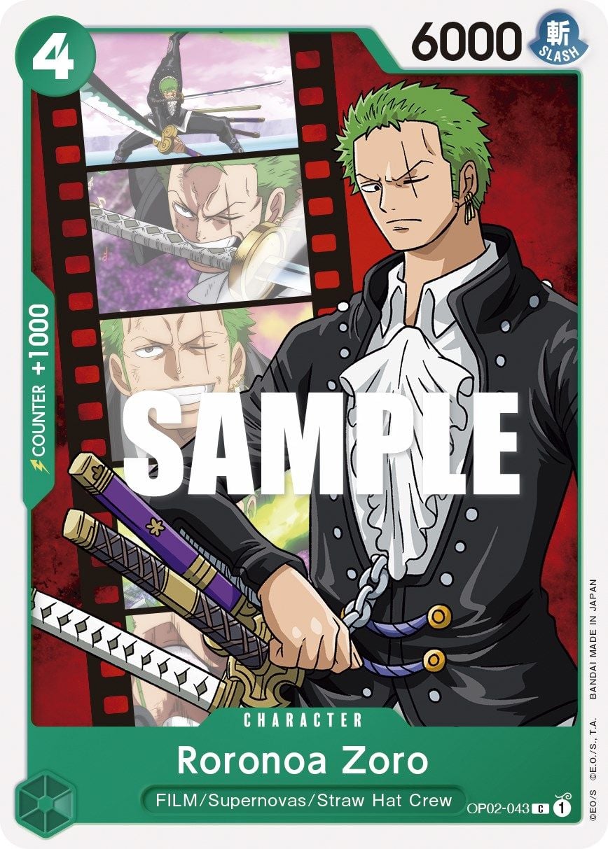 Roronoa Zoro OP02-043 [ Inglese / Giapponese / Francese / Cinese Semplificato ]