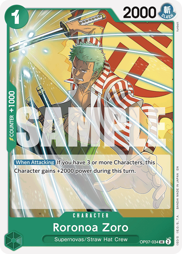 Roronoa Zoro OP07-034 [ Inglese / Giapponese / Francese / Cinese Semplificato ]