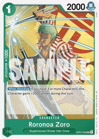 Roronoa Zoro OP07-034 [ Inglese / Giapponese / Francese / Cinese Semplificato ]