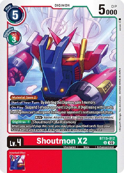 Shoutmon X2 BT15-012 [ Inglese / Giapponese ]