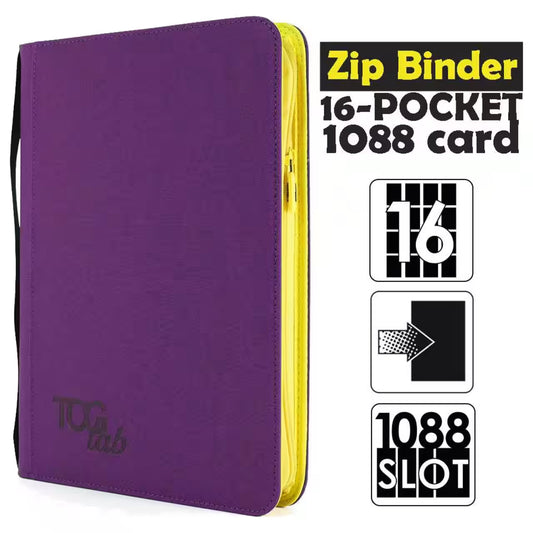 TcgLab Zip Binder XXL 16 Tasche 1088 Carte Viola con Zip Gialla