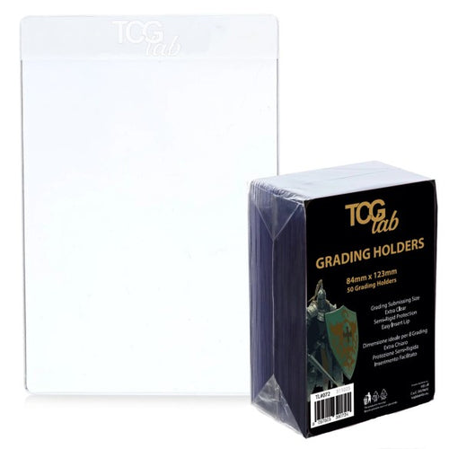 TcgLab Grading Holders 50pz | 84mm x 123mm | Semi - Rigid | Extra Clear | Grading Submission Size