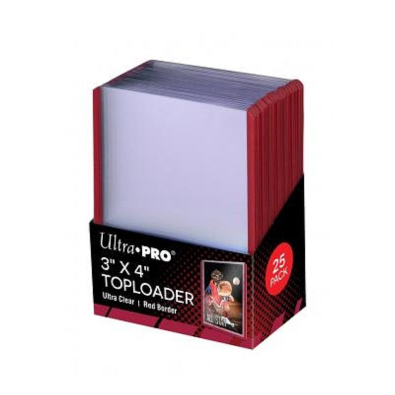 25 TOPLOADER 3″ X 4″ – RED BORDER - ultra pro